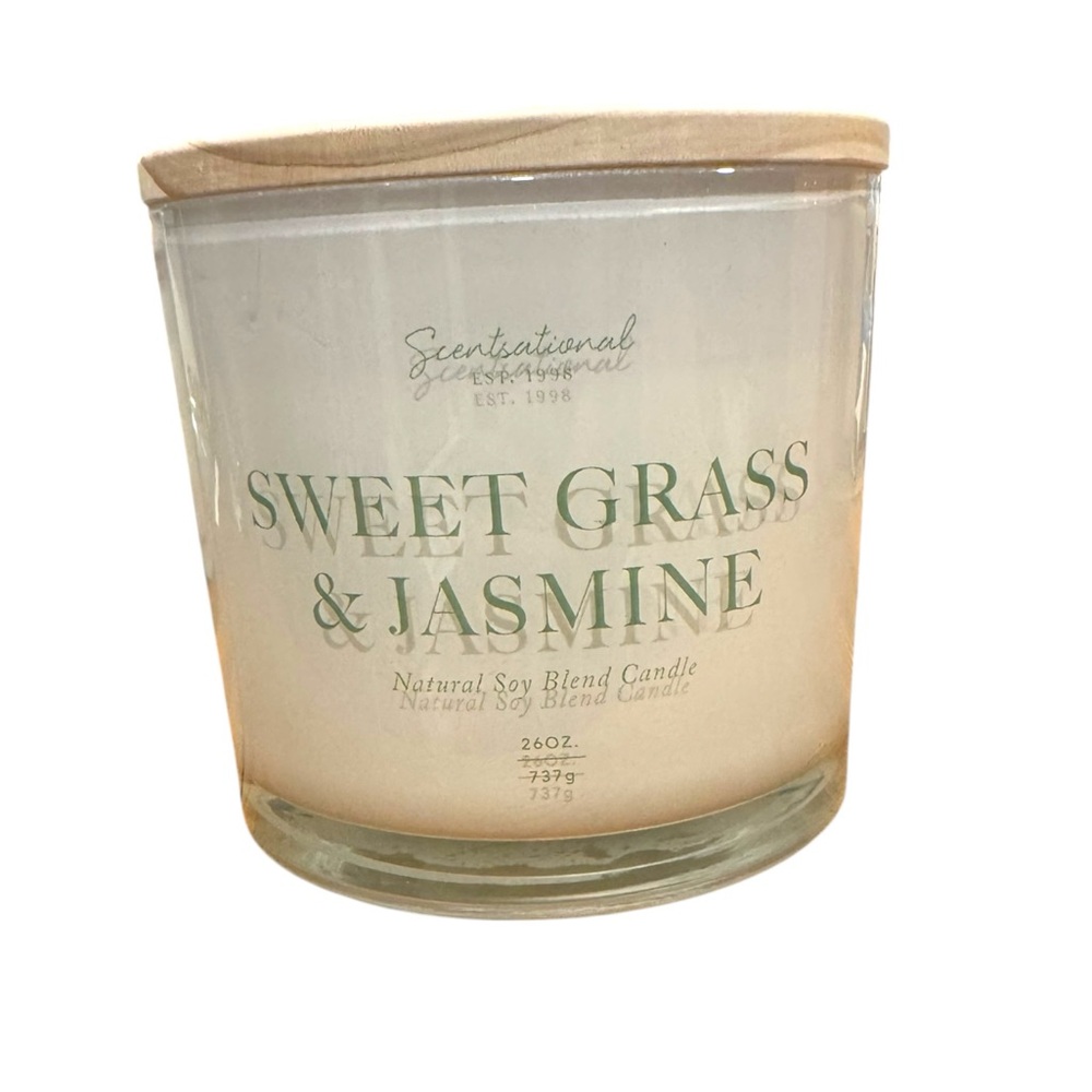 Scentsational Sweet Grass & Jasmine Natural Soy Wax Blend Candle, 26 Oz